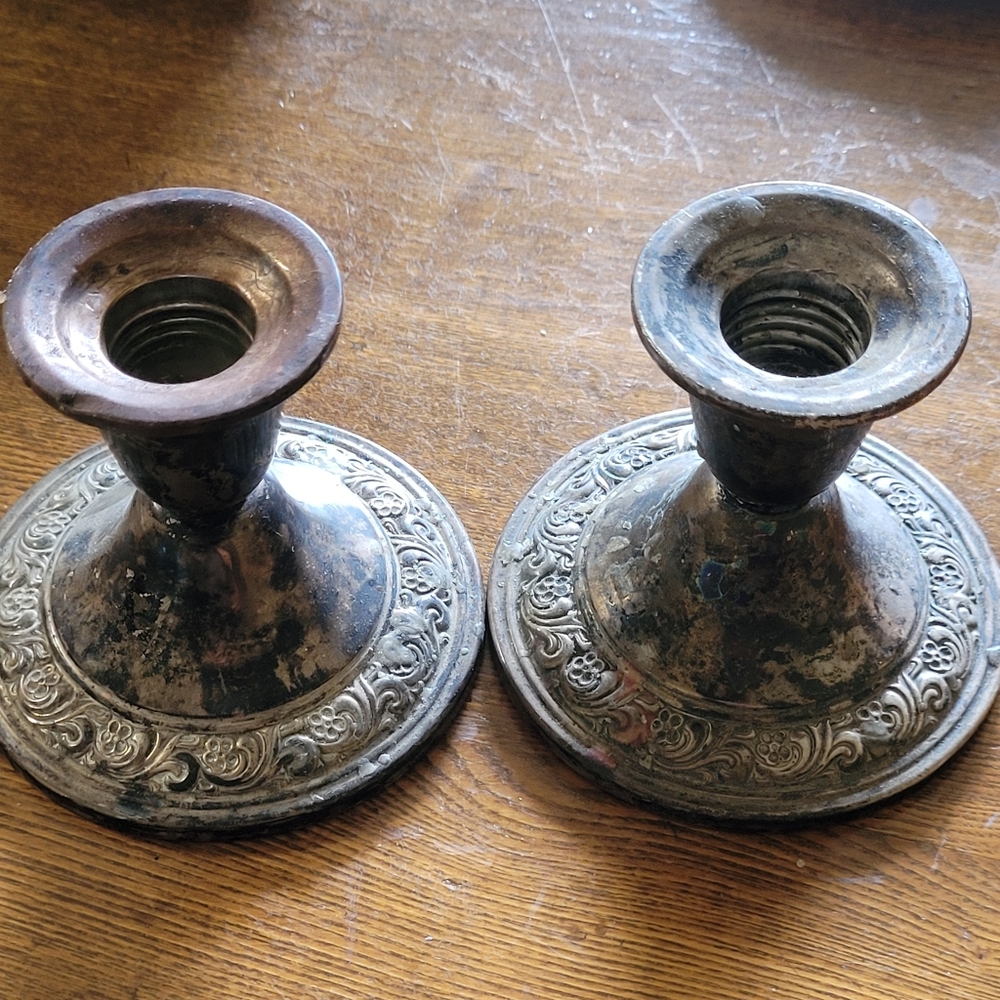 Vintage silver candlestick holders